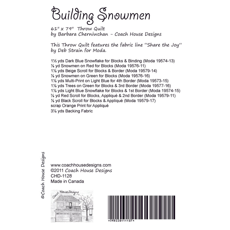 Building Snowmen Quilt Pattern