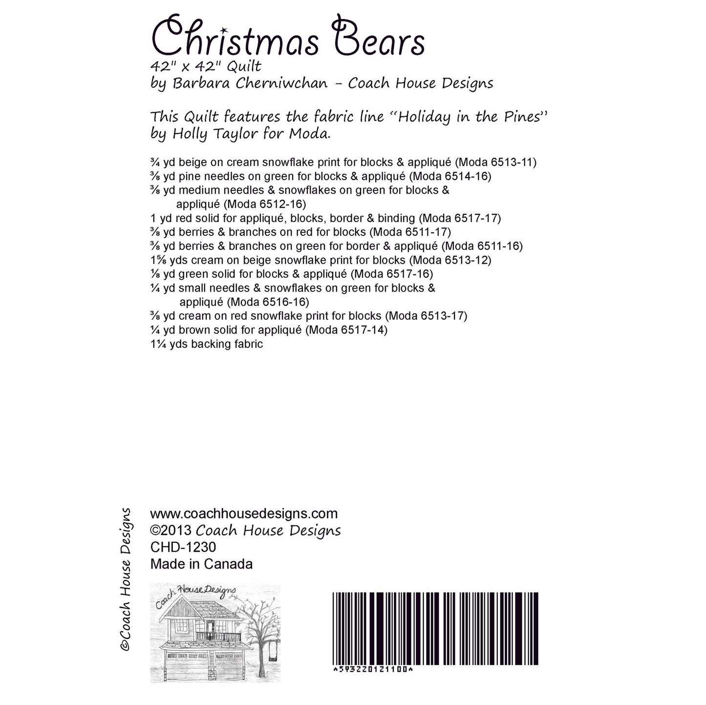 Christmas Bears Downloadable PDF Quilt Pattern