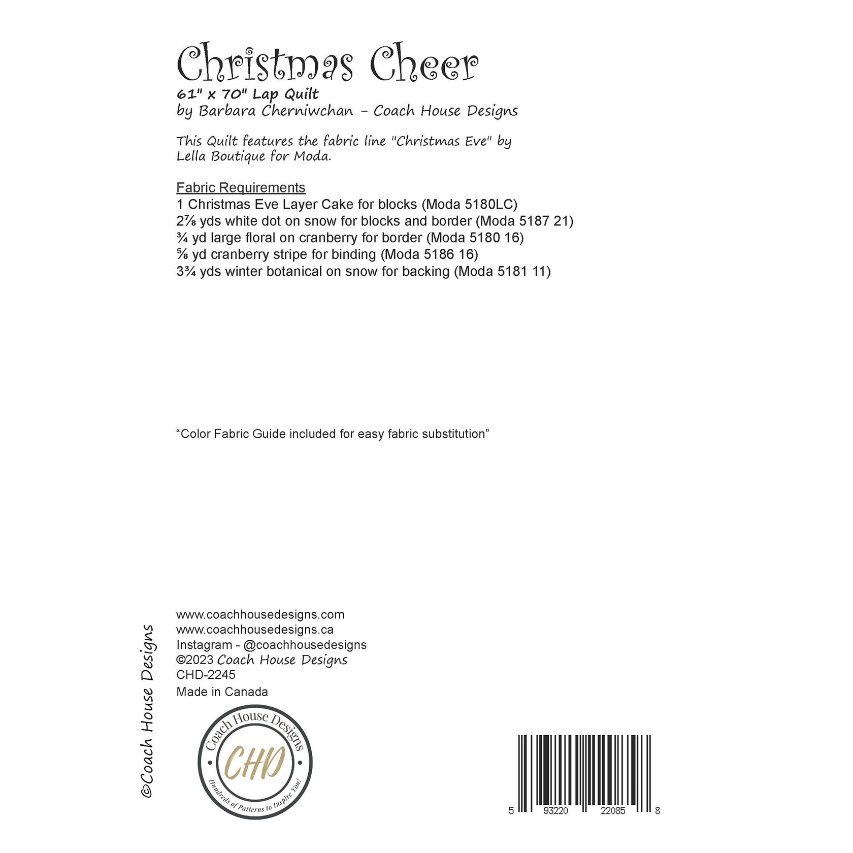 Christmas Cheer Digital Quilt Pattern – Coach House Designs US