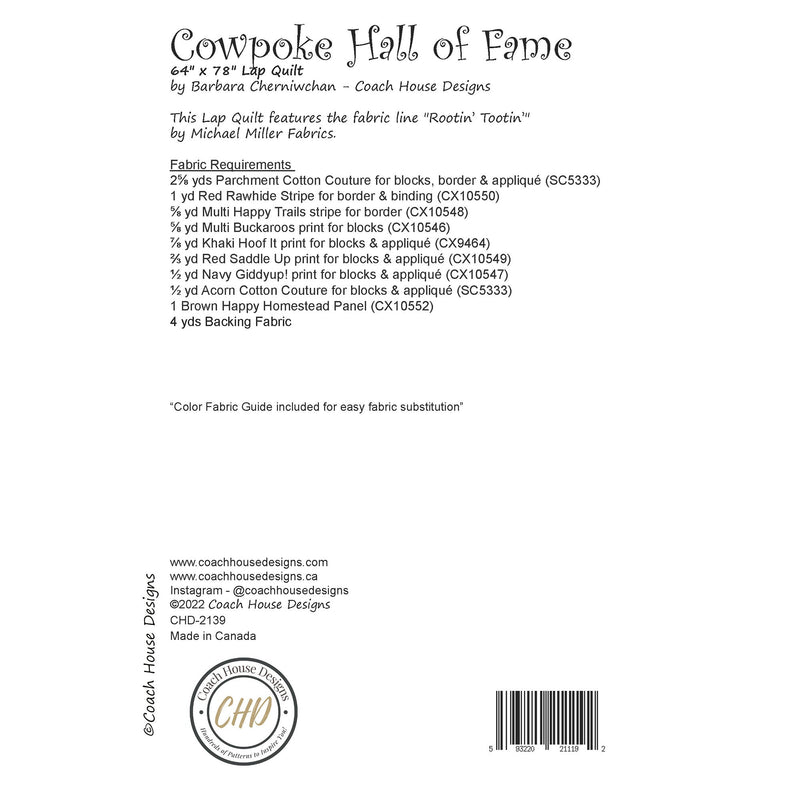 Cowpoke Hall of Fame Digital Pattern