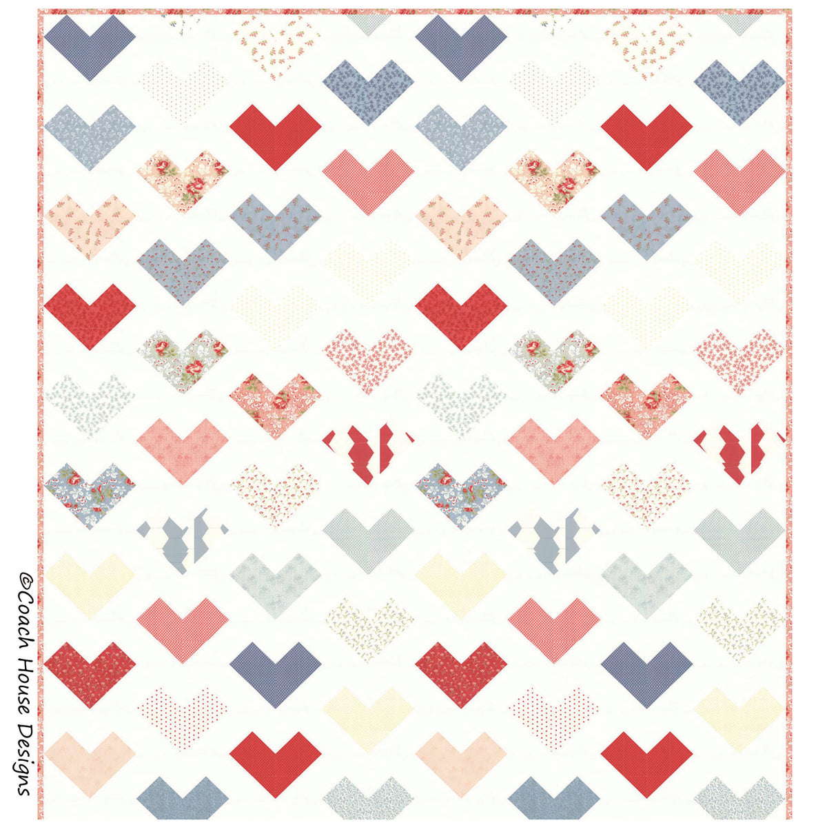 Hearts A-Flutter Downloadable PDF Quilt Pattern – Coach House Designs US