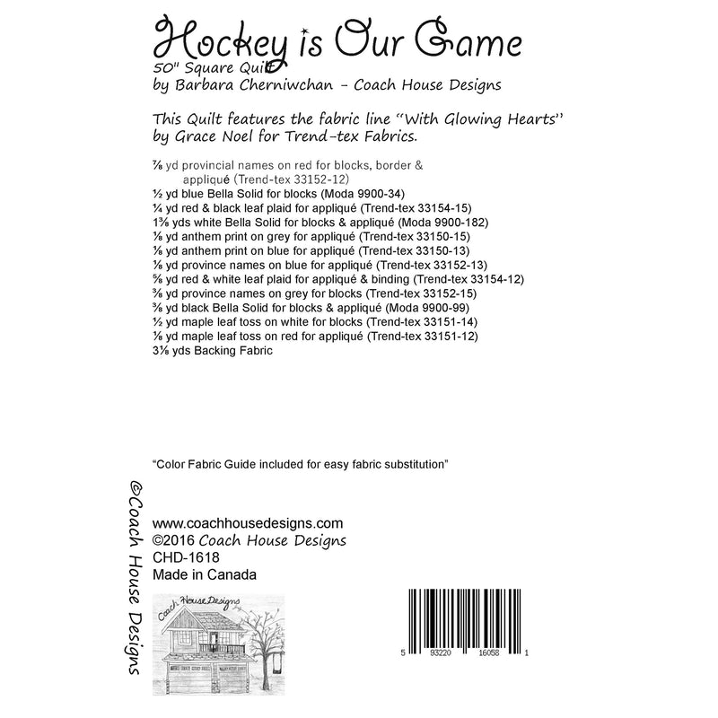 Hockey is our Game Downloadable PDF Quilt Pattern