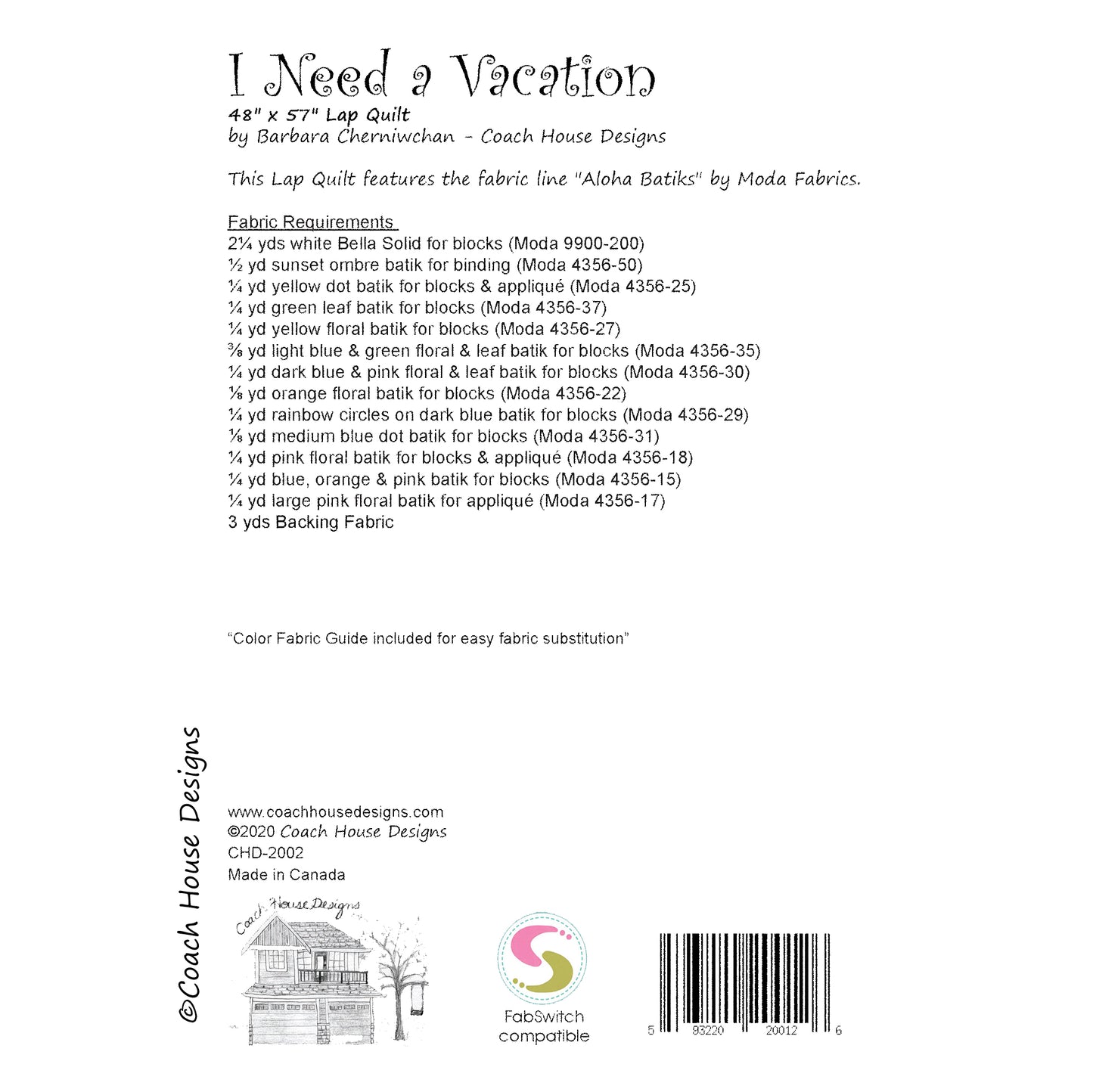 I Need a Vacation Quilt Pattern