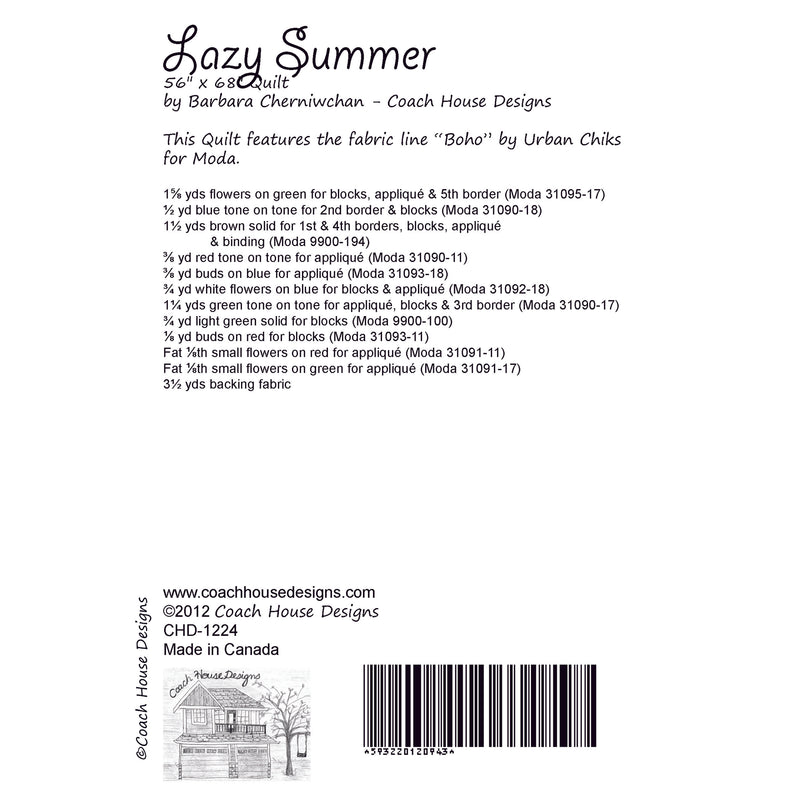 Lazy Summer Downloadable PDF Quilt Pattern