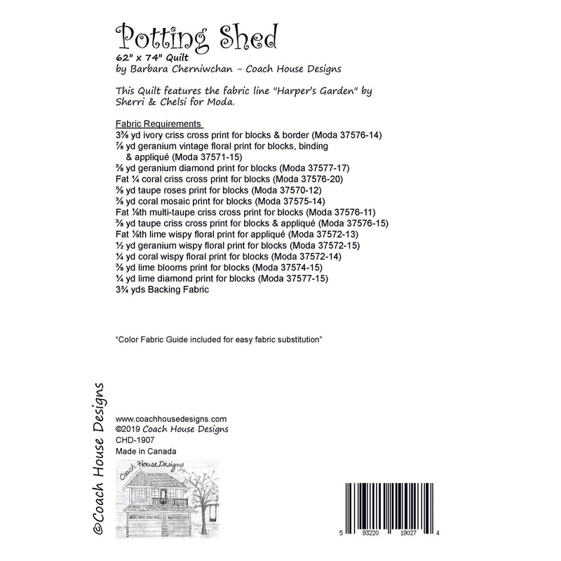 Potting Shed Downloadable PDF Quilt Pattern